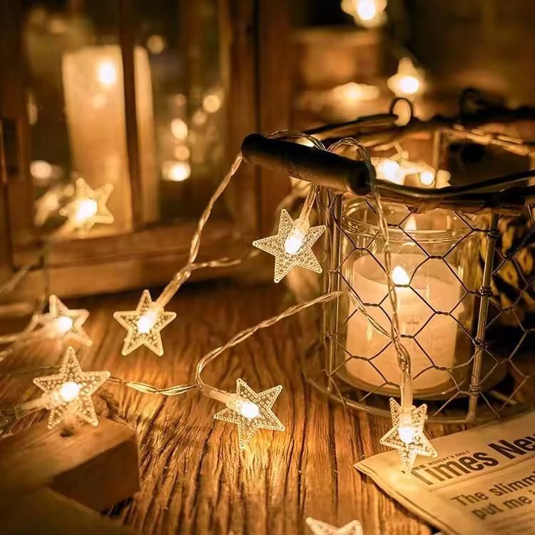 Serial String Star Lights for Christmas and New Year Decoration