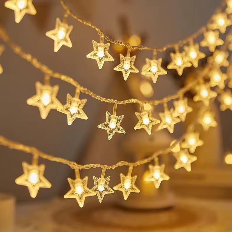 Serial String Star Lights for Christmas and New Year Decoration
