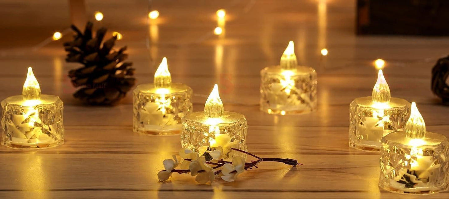 Flameless and Smokeless Decorative Christmas Crystal Candles (4 Pieces)